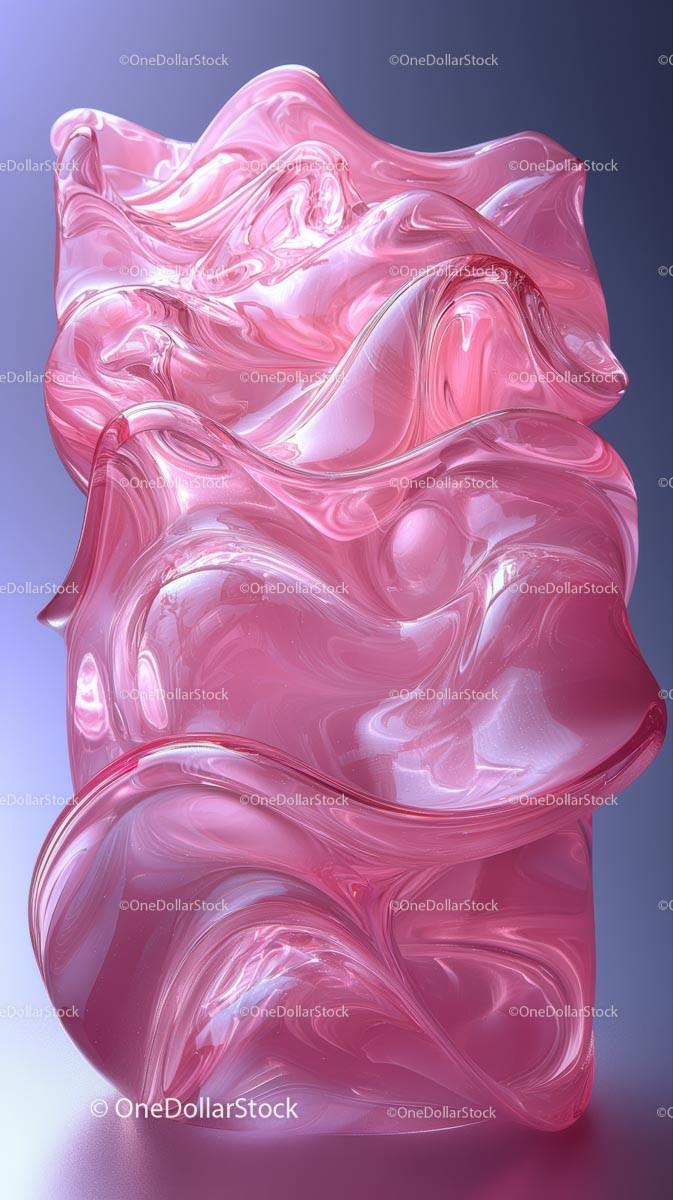 Pink Abstract Fluid Sculpture with Glossy Marble Texture