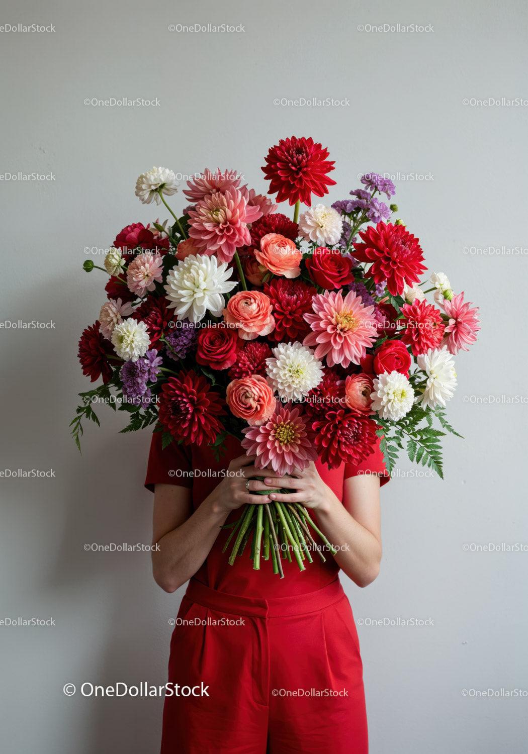 Person Holding Vibrant Bouquet of Mixed Flowers
