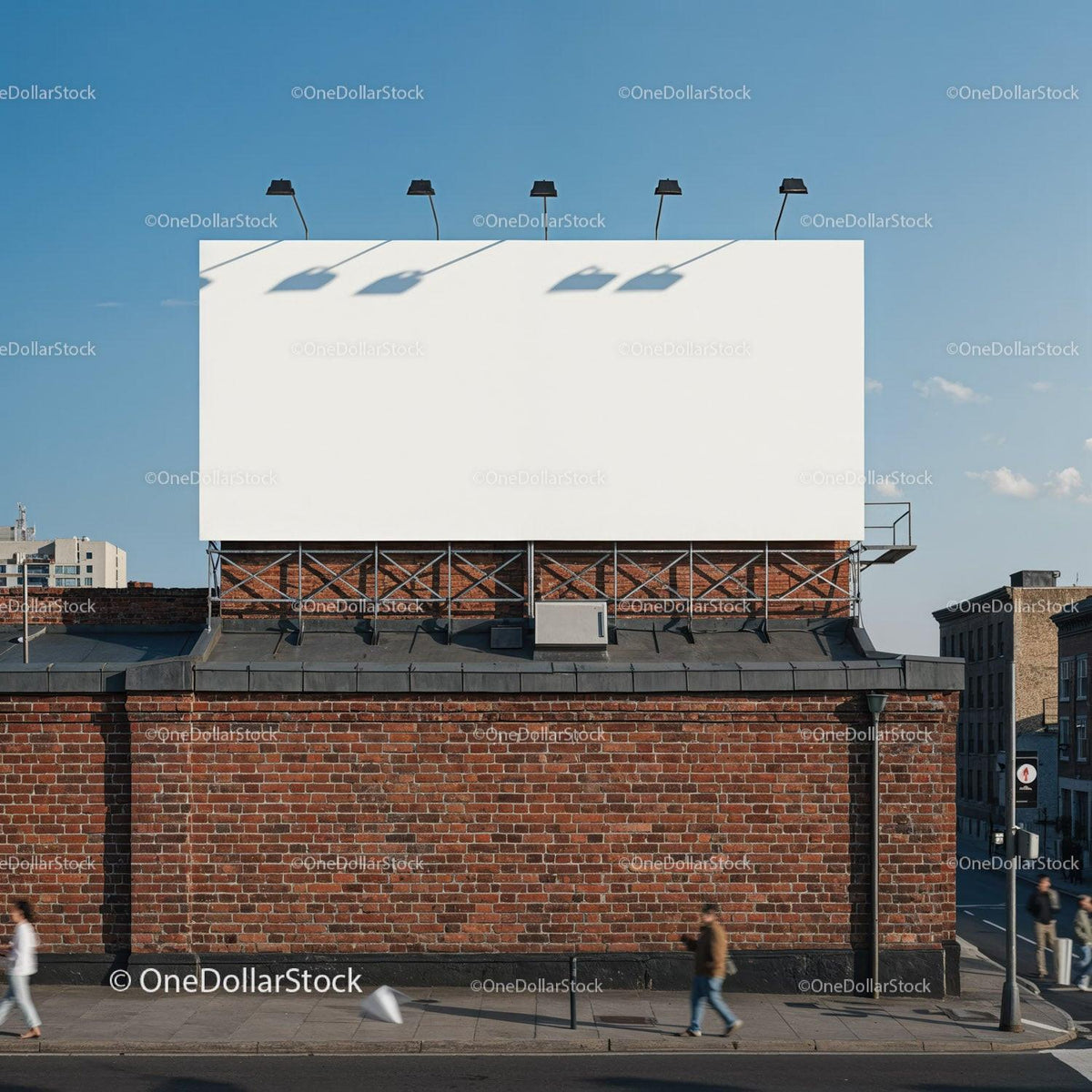 Empty Outdoor Billboard on Urban Brick Building JPG Mockup Image preview