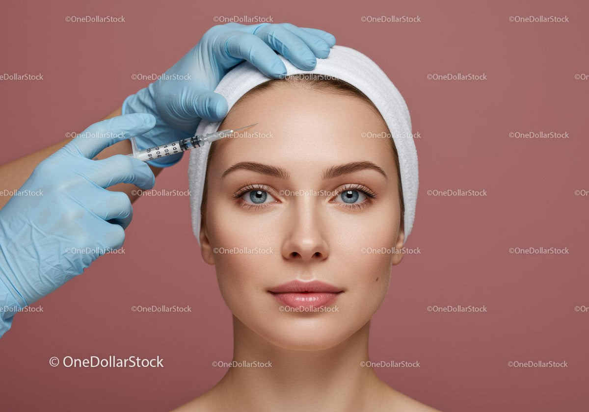 Woman Receiving Facial Cosmetic Injection in Aesthetic Clinic