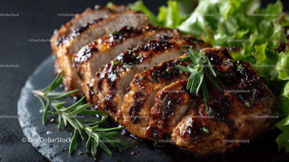 stock photo bundle made with Herb-Garnished Grilled Chicken Breast with Fresh Greens Stock Photo Bundle