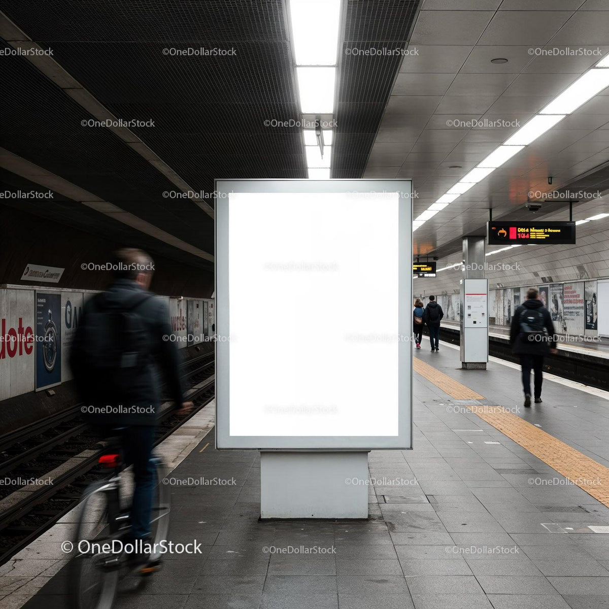 Blank advertising board in modern urban subway station JPG Mockup Image preview