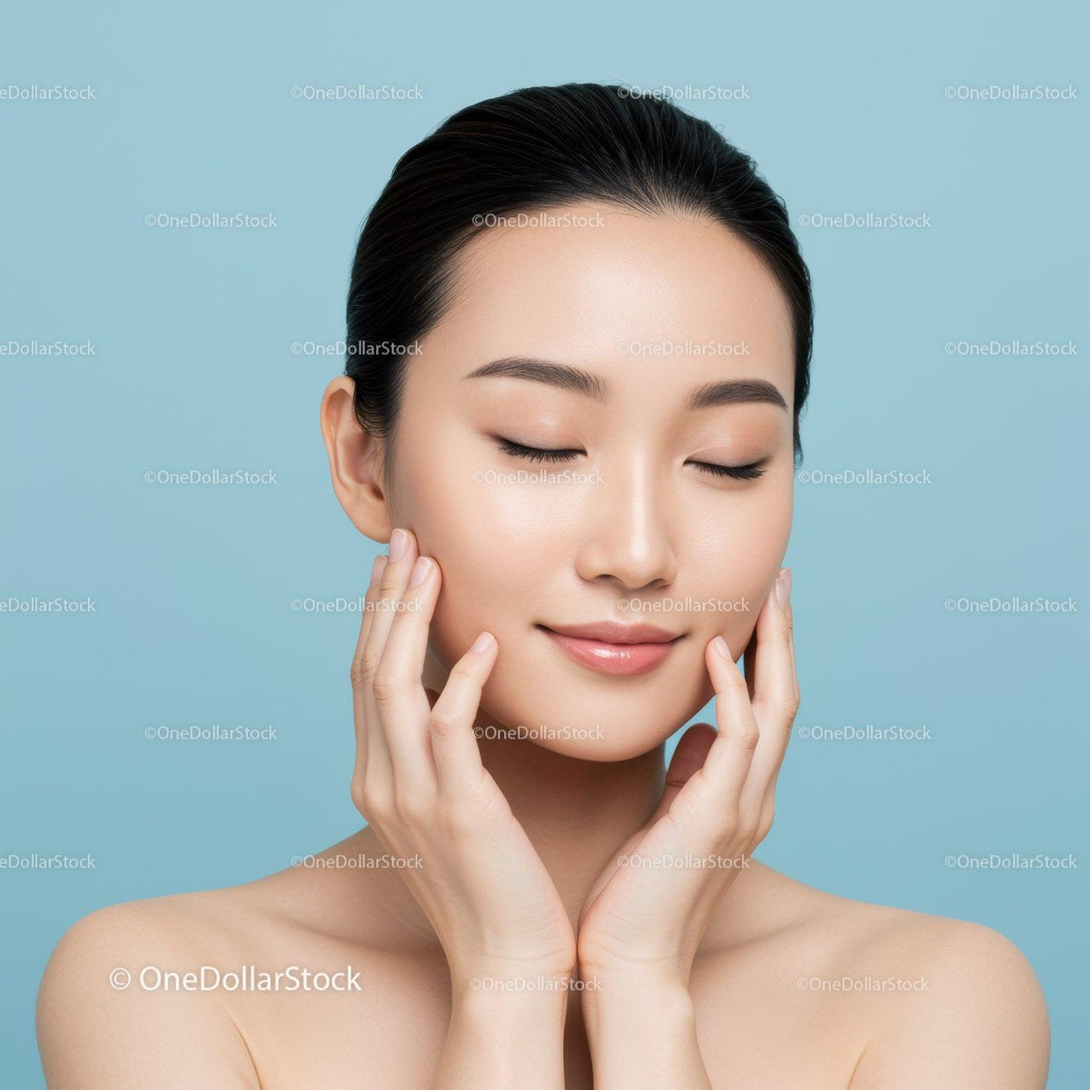 Serene Woman with Flawless Skin in Beauty and Skincare Concept