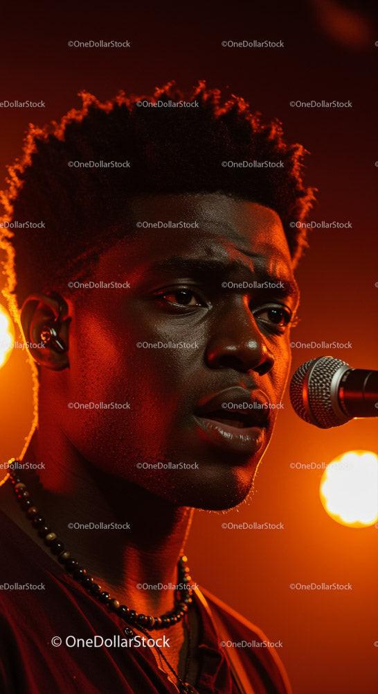 Dynamic Male Singer Performing Under Vibrant Stage Lights Stock Photo Bundle preview 6