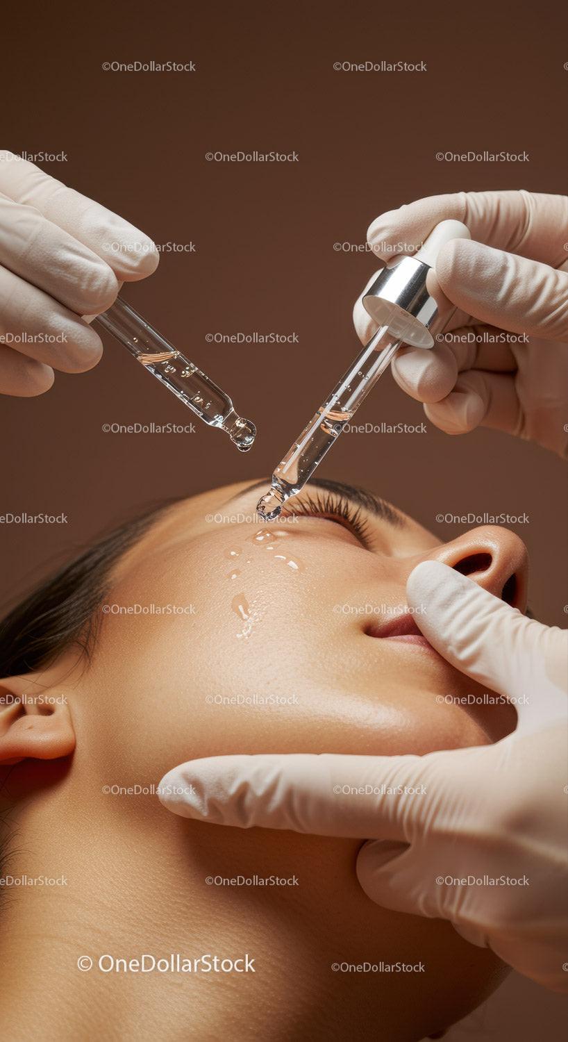 Professional Facial Treatment with Serum Dropper in Skincare Clinic