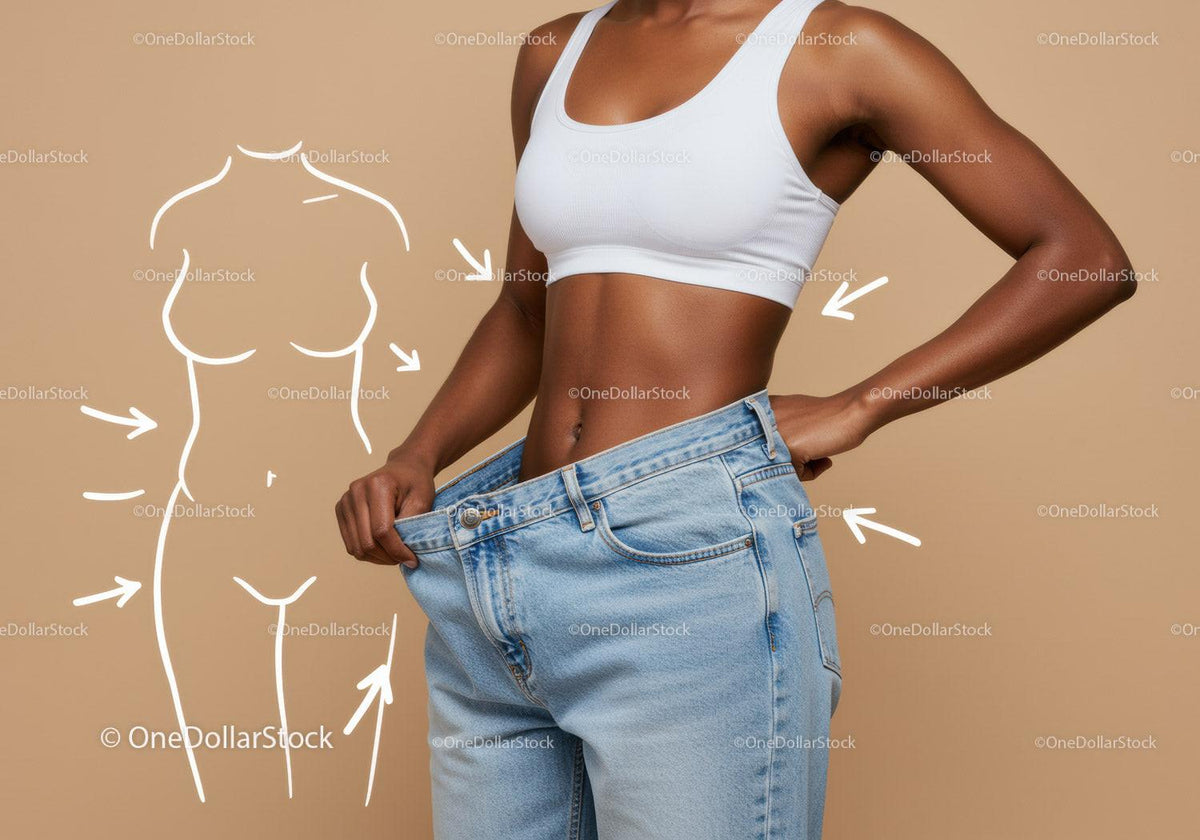 Toned Female Fitness Model Measuring Waist in Casual Sportswear