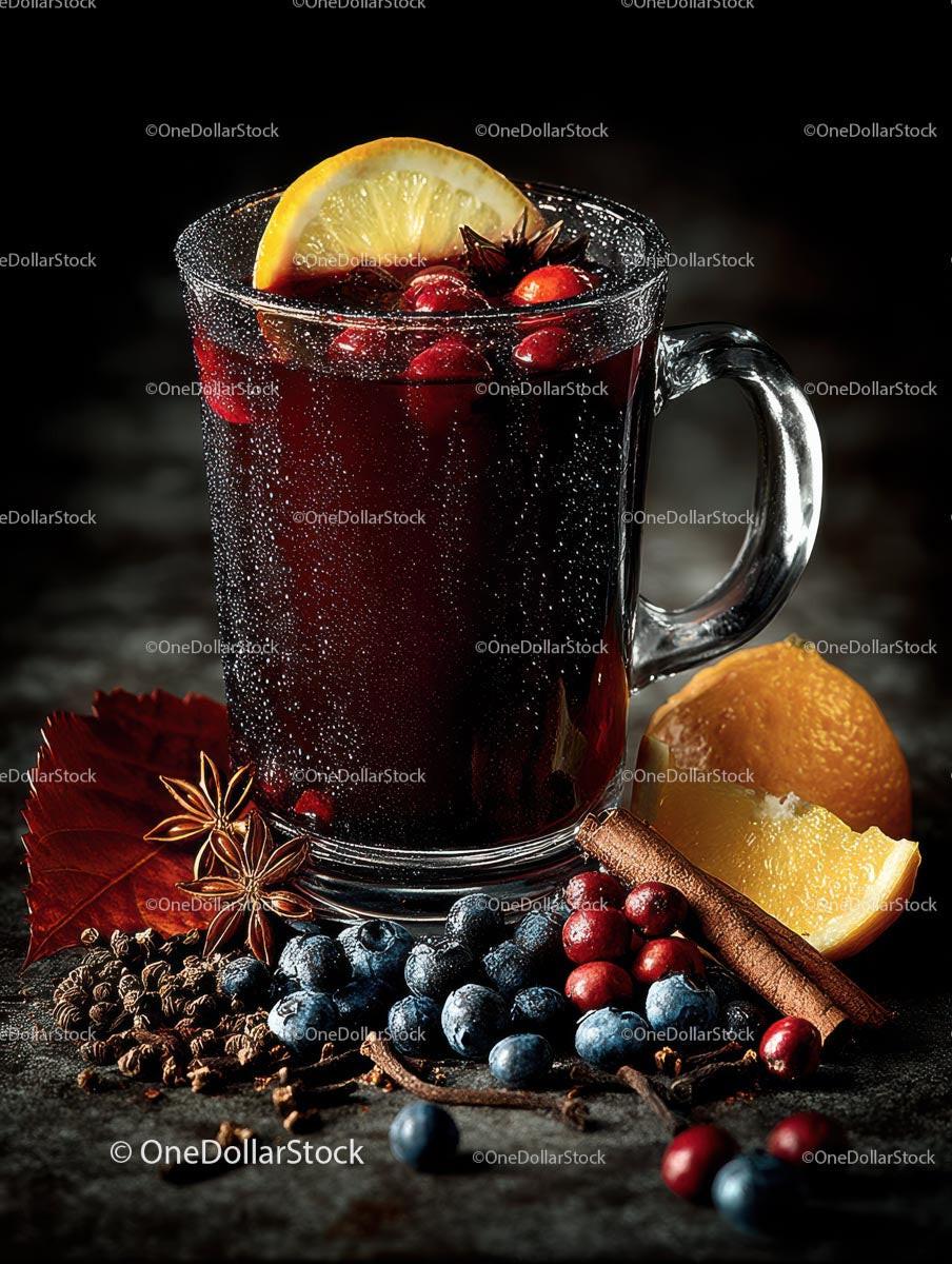 Cozy Mulled Wine with Spices and Citrus Garnish Stock Photo Bundle creative preview 4