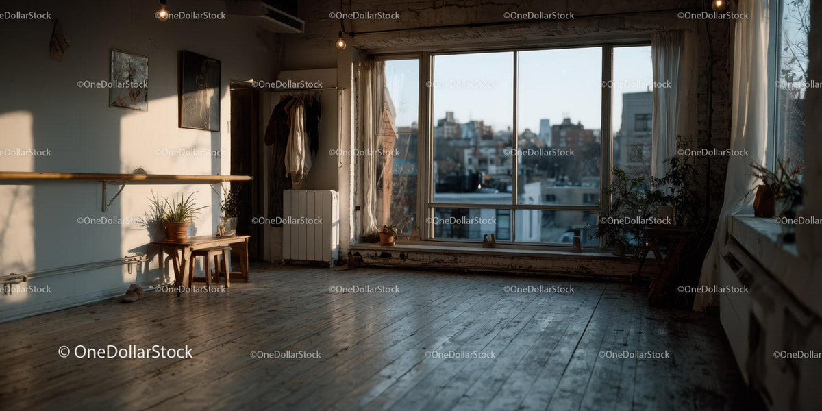 Sunlit Industrial Loft with Large Windows and City View