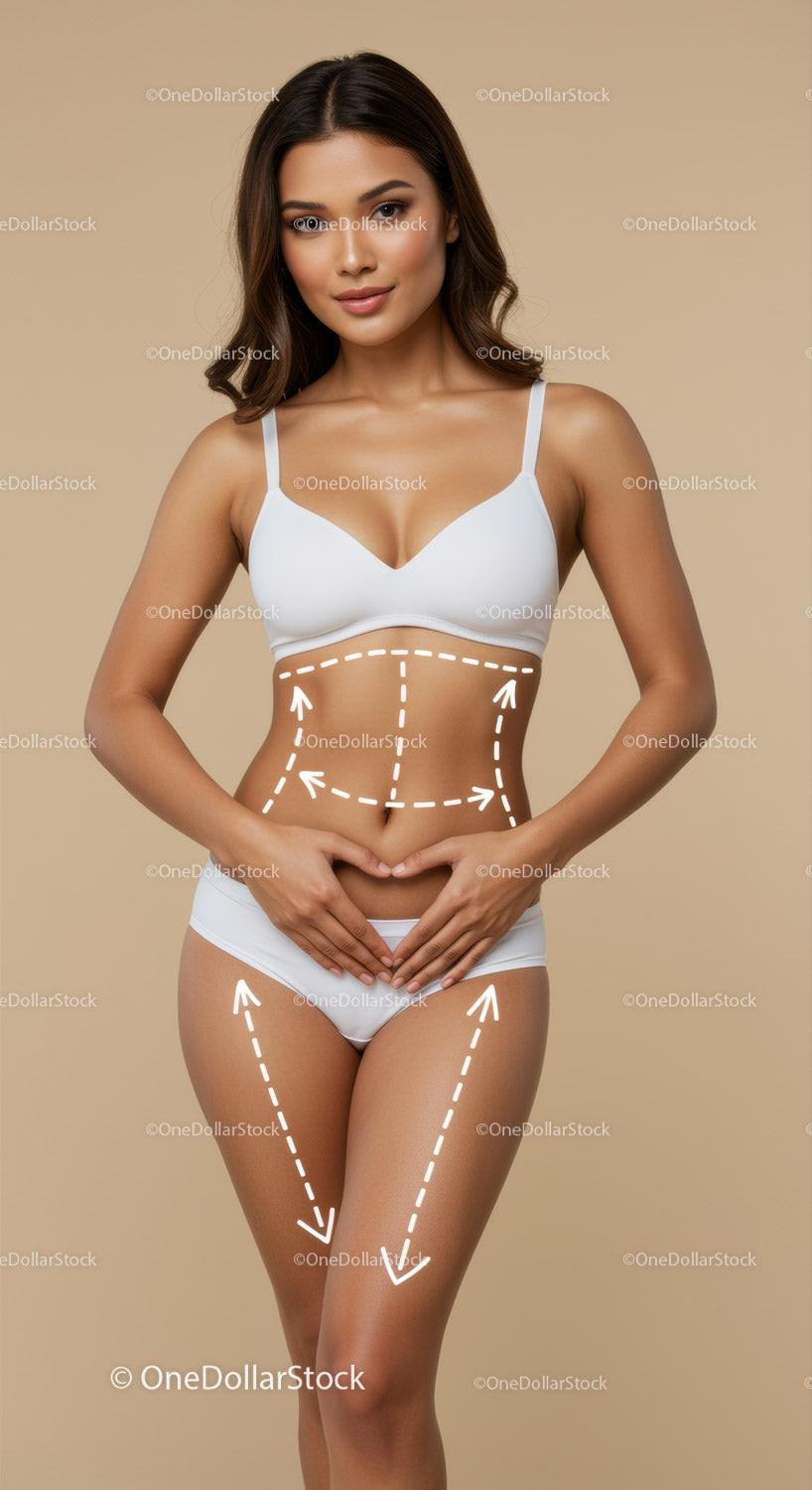 Elegant Young Woman in White Lingerie Body Contour Stickers