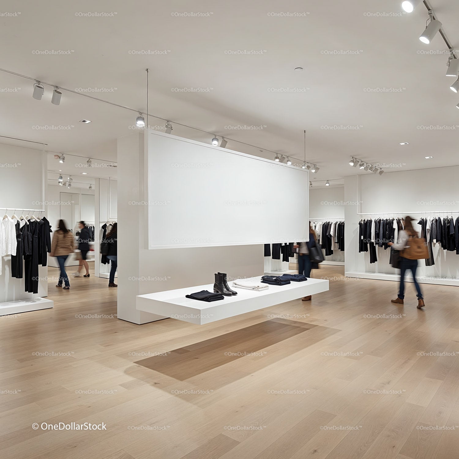 Minimalist Clothing Store Interior with Neutral Tones