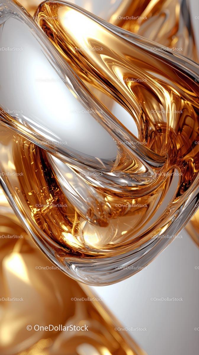 Elegant Golden and Silver Metallic Abstract Art for Luxury Design