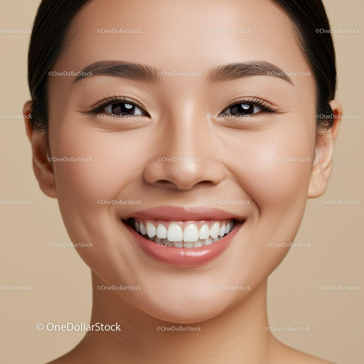 Close up portrait of happy woman with radiant smile