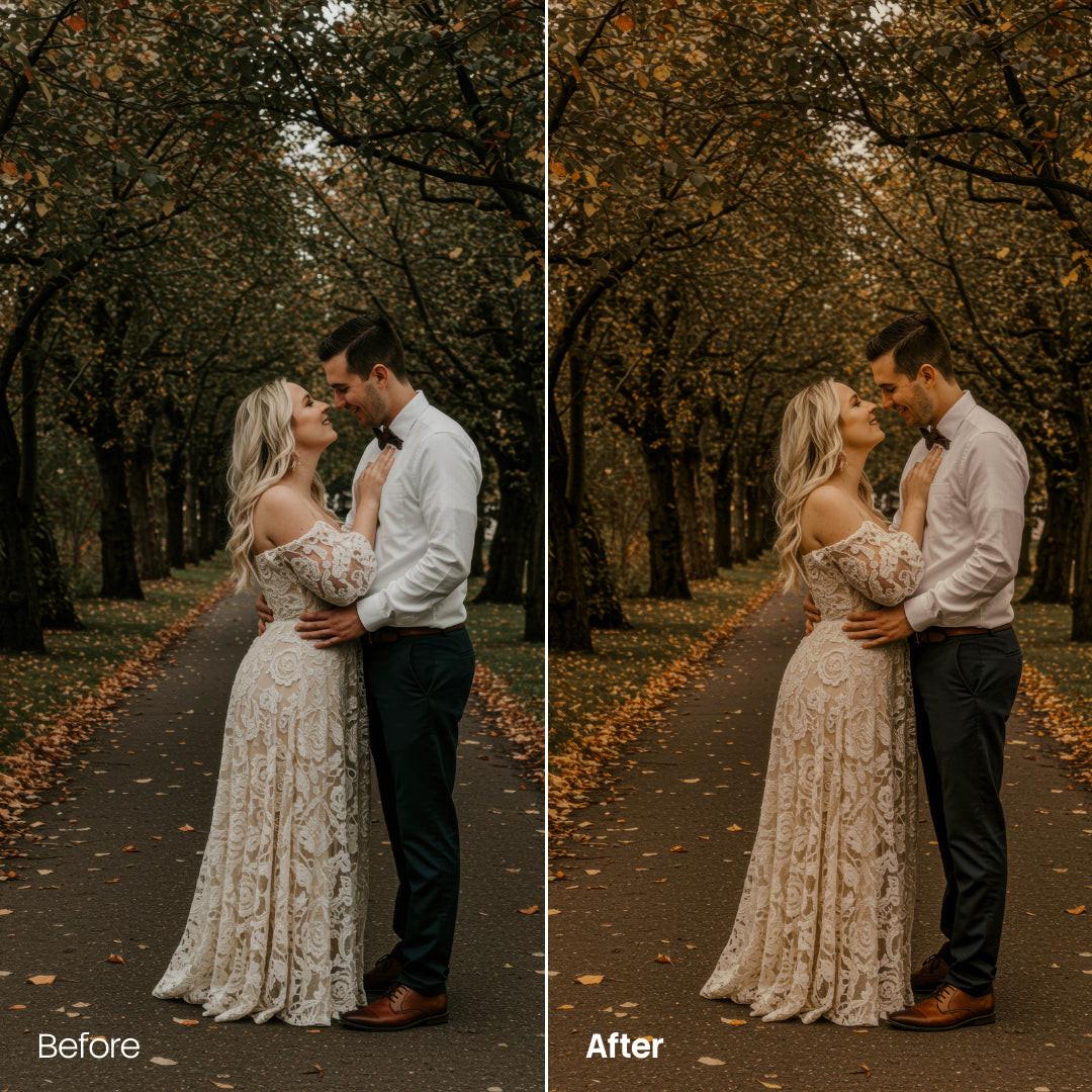 Moody Autumn Wedding XMP presets color grading preview