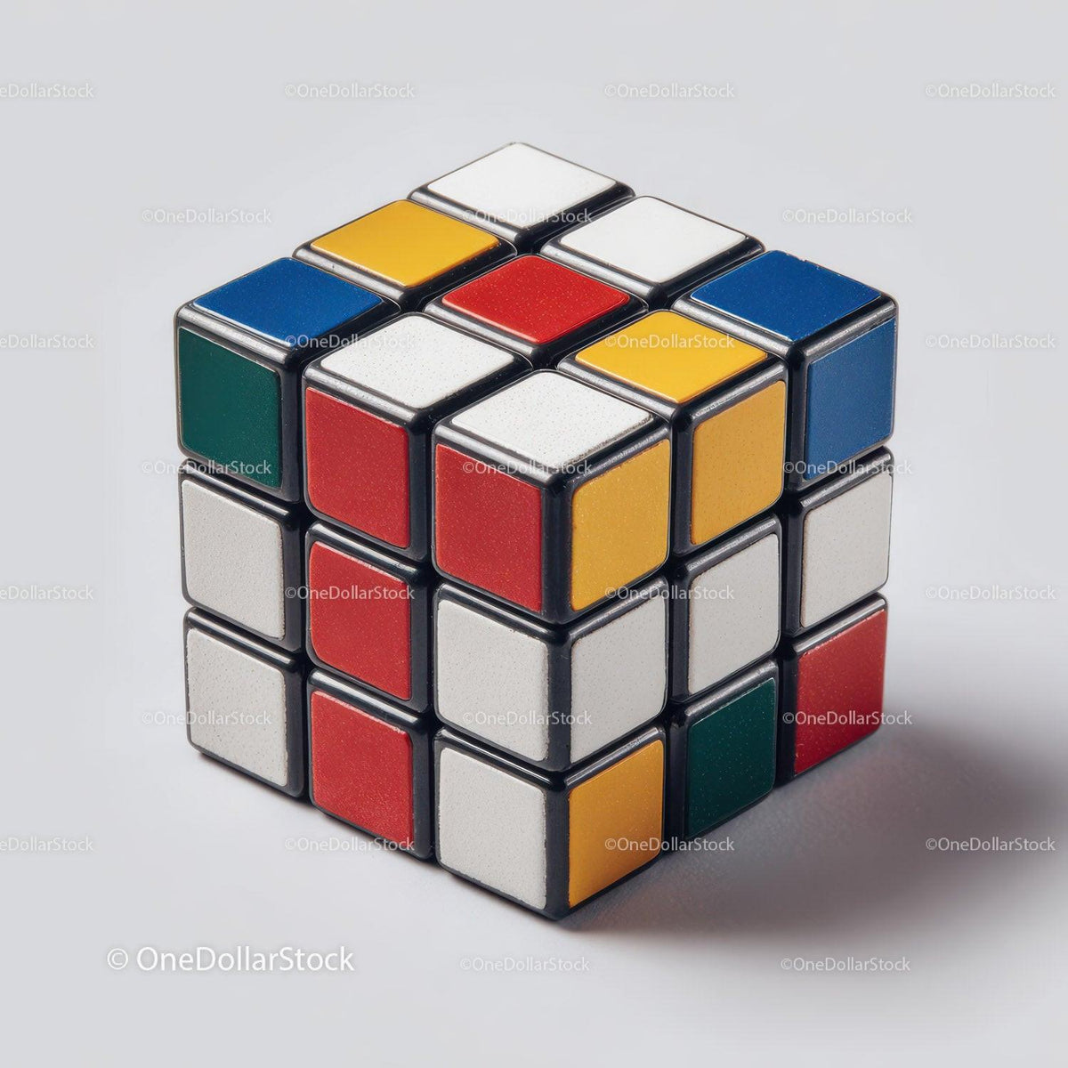 Colorful Rubik's Cube with Vibrant Red, Blue, Green, Yellow, and White Colors Stock Photo Bundle preview 7