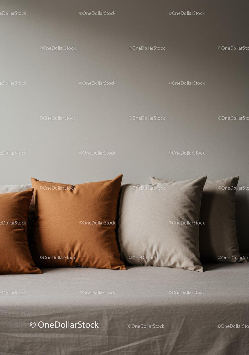 Neutral Cushions on Sofa in Modern Living Room Interior