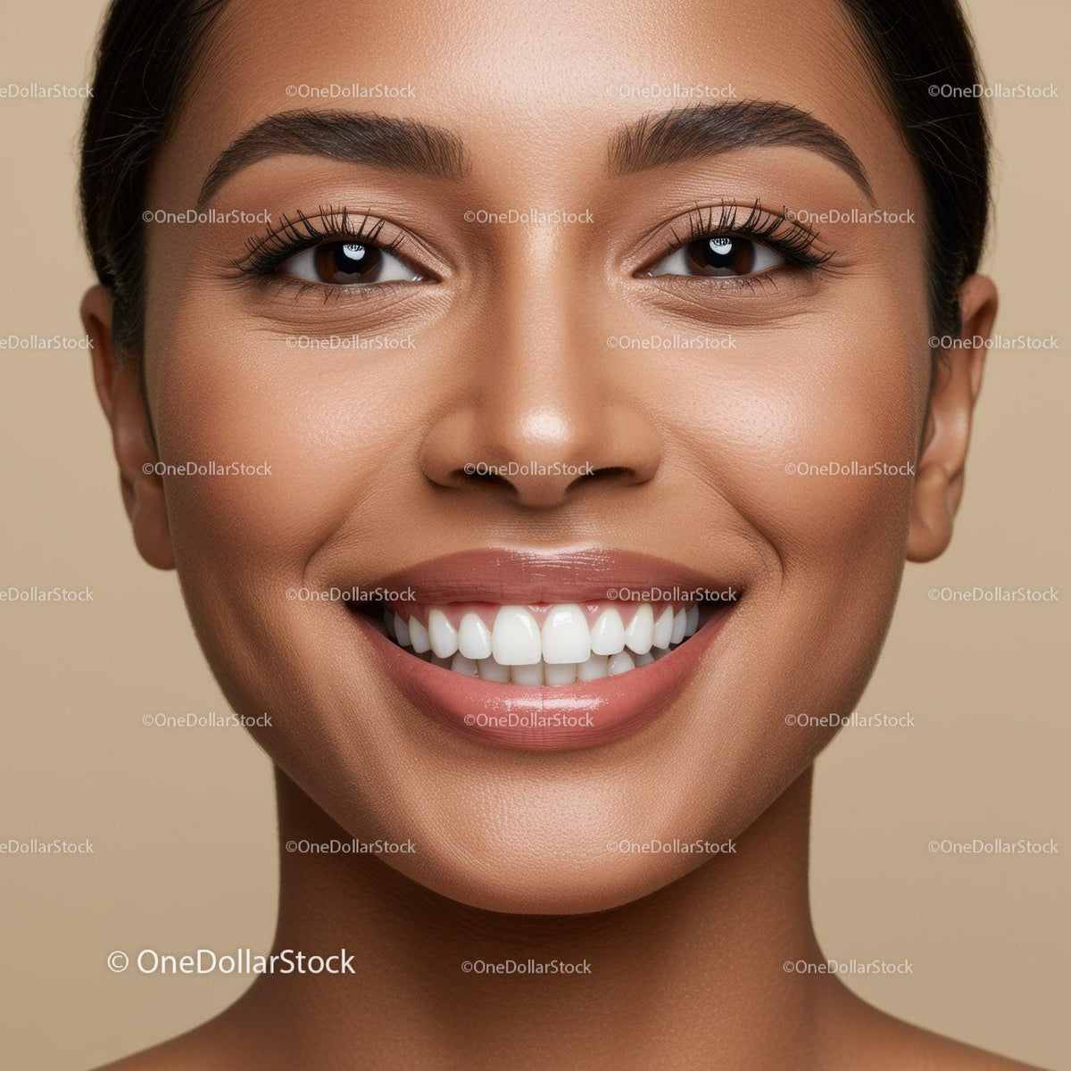 Closeup of cheerful woman with radiant smile