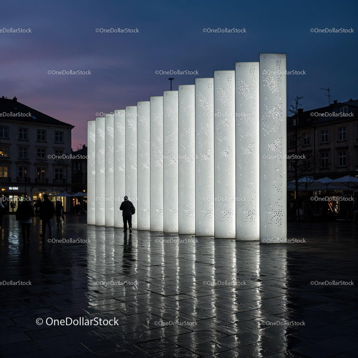 Contemporary Public Art Installation Lighting Up the City Night JPG Mockup Image preview