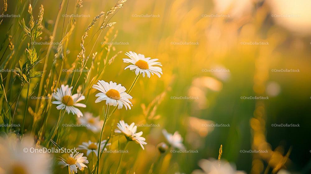 Blooming Daisies in a Sunlit Meadow