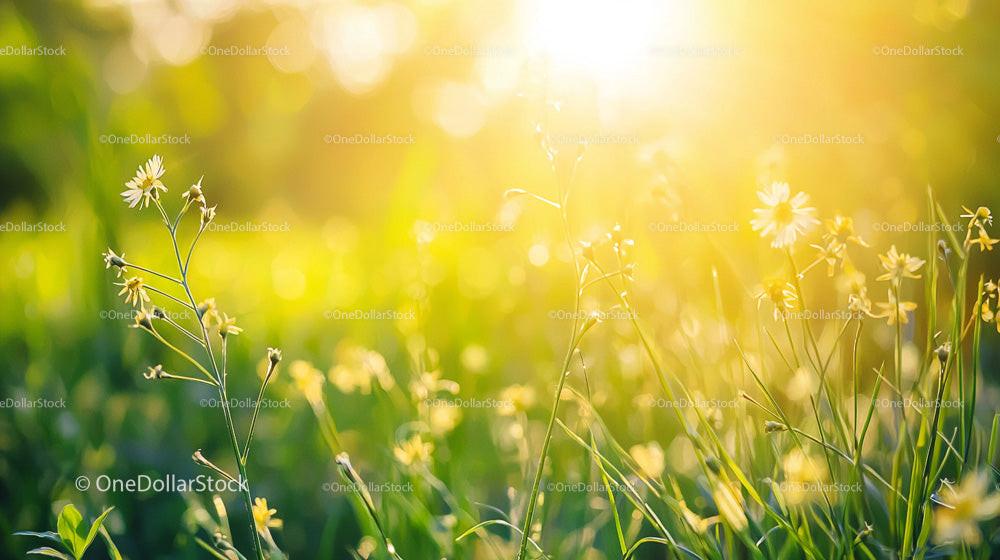 Sunlit Wildflowers in a Lush Summer Meadow