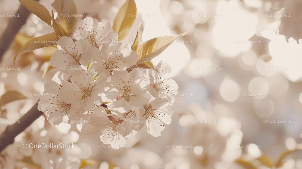 Serene Cherry Blossoms in Soft Sunlight