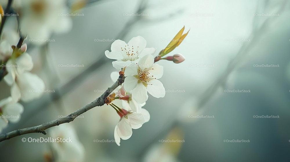 Delicate Cherry Blossoms in Soft Spring Light