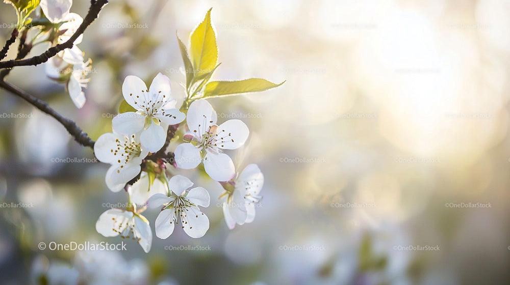 Delicate Cherry Blossoms in Gentle Springtime Light