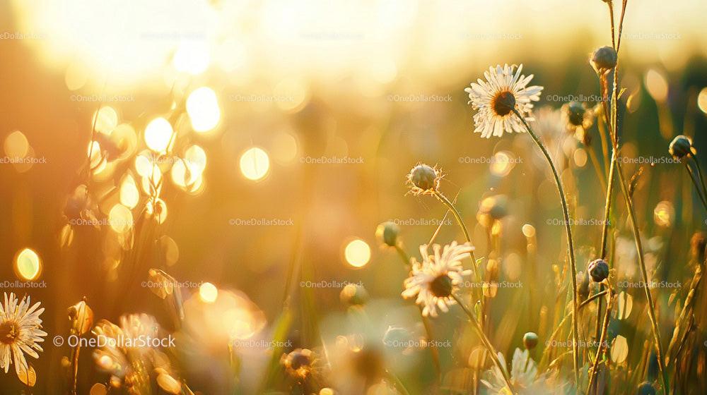 Golden Hour Wildflowers in a Sunlit Meadow