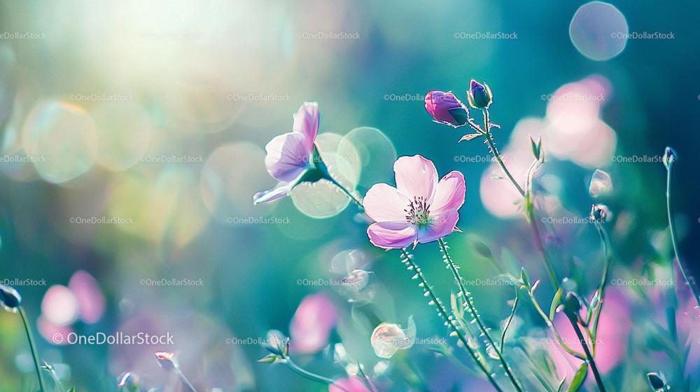 Blooming Pink Flowers with Soft Bokeh in Daylight