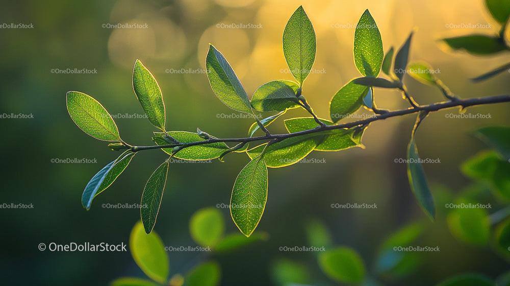 Sunlit Green Leaves in Natural Morning Light