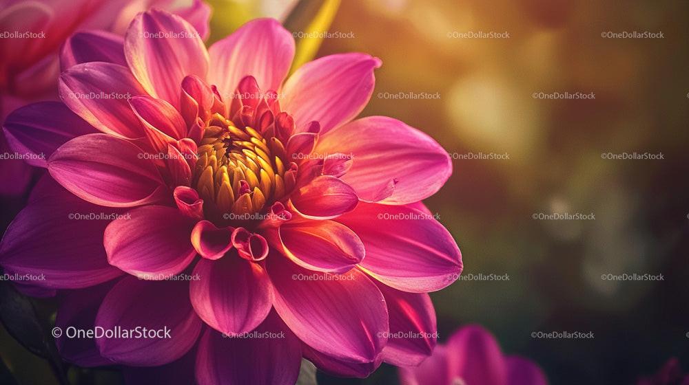 Vibrant Pink Dahlia Bloom in Sunlit Garden