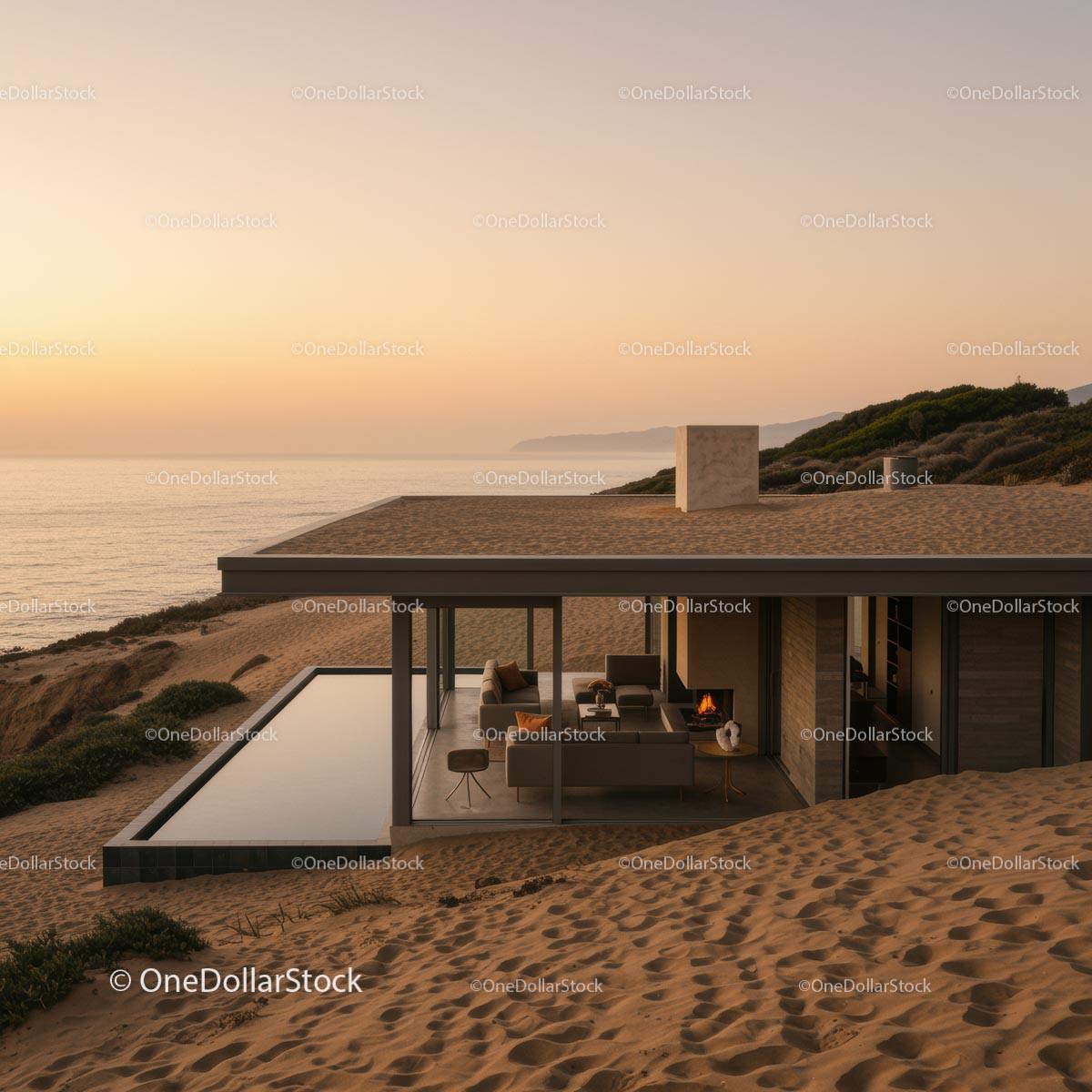 Modern Cliffside House with Glass Walls and Infinity Pool Stock Photo Bundle preview 7