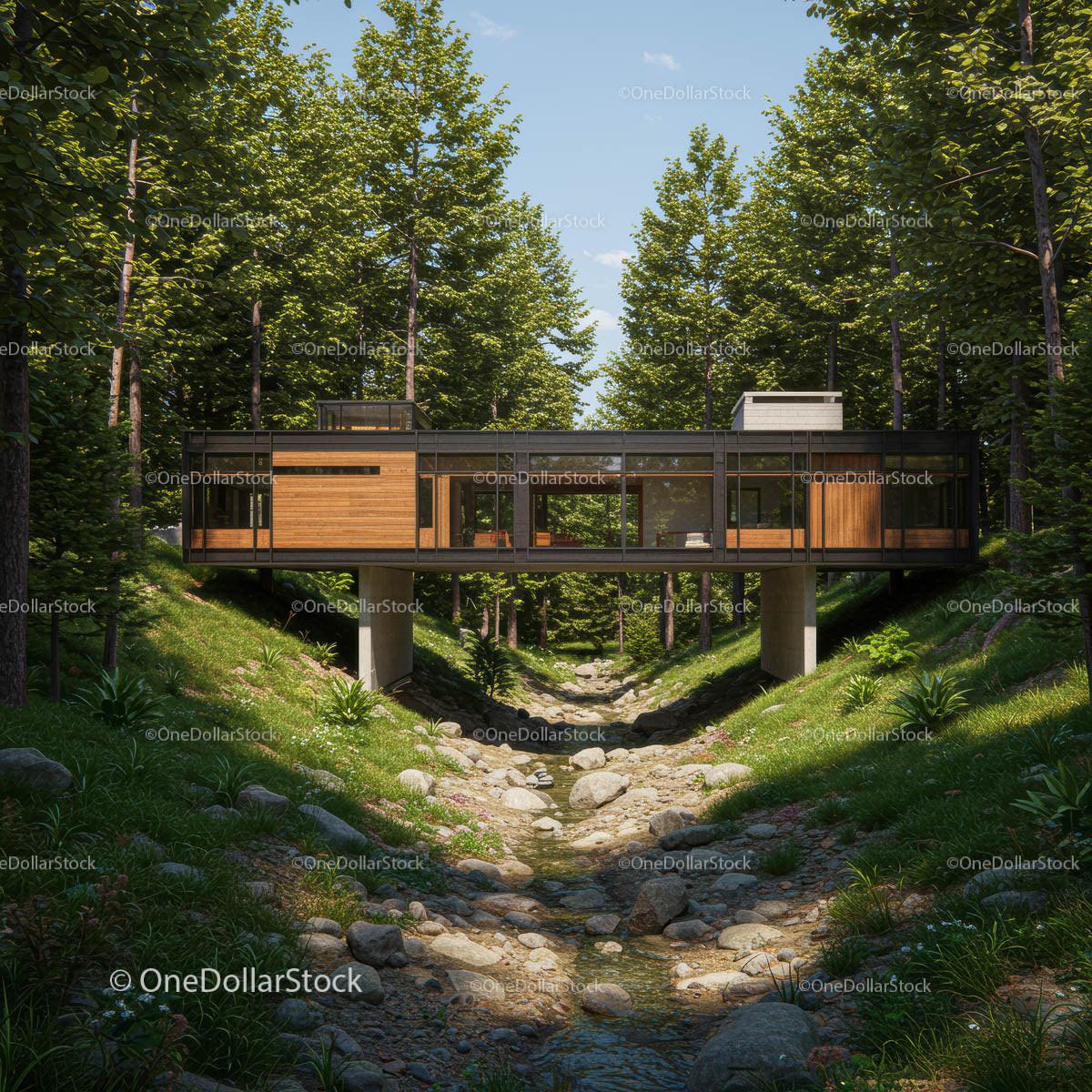 Modern Glass House Nestled in a Lush Forest Setting