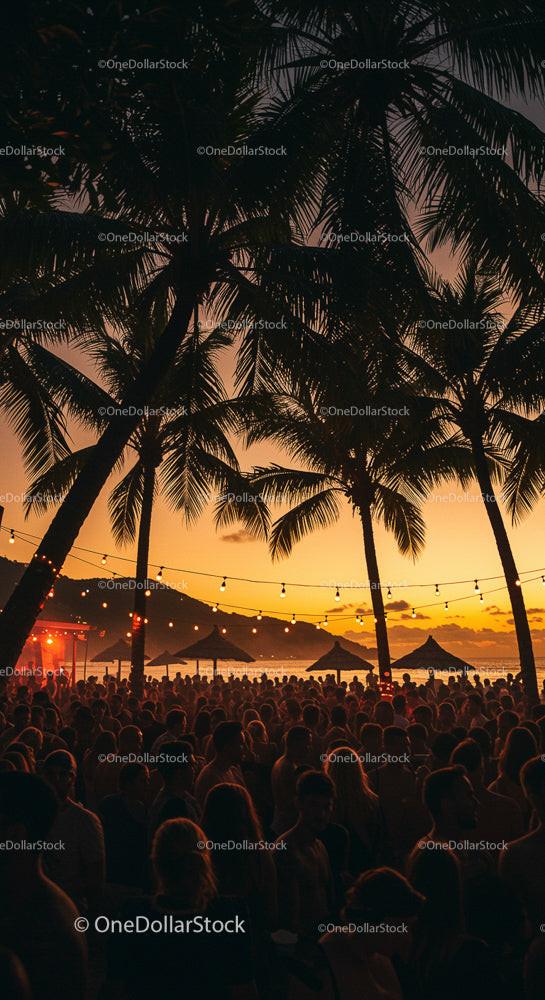 Tropical Sunset Party Under Palm Trees