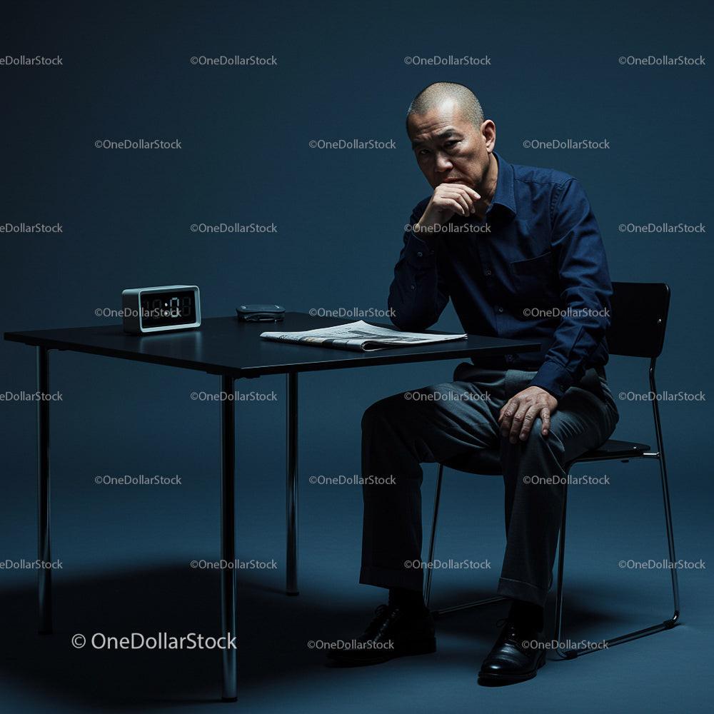 Contemplative Businessman in Modern Office Setting