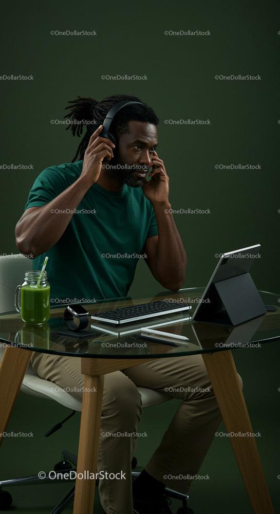 Focused Professional in Modern Home Office Setting