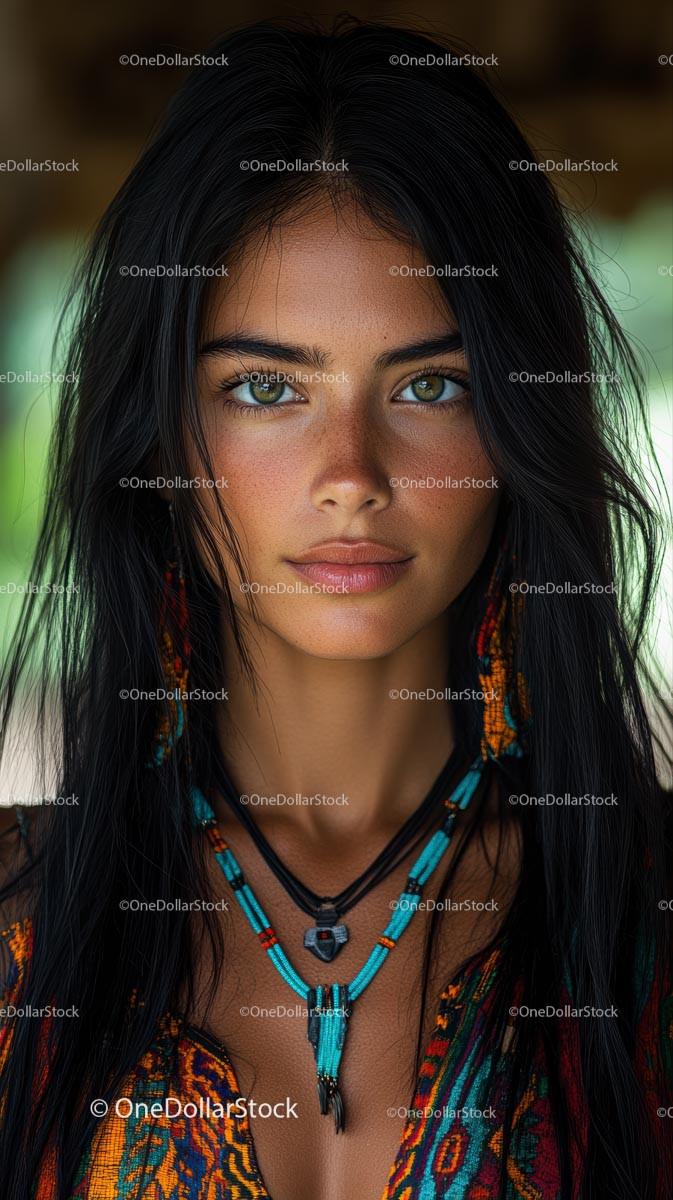 Portrait of a Woman in Vibrant Ethnic Attire