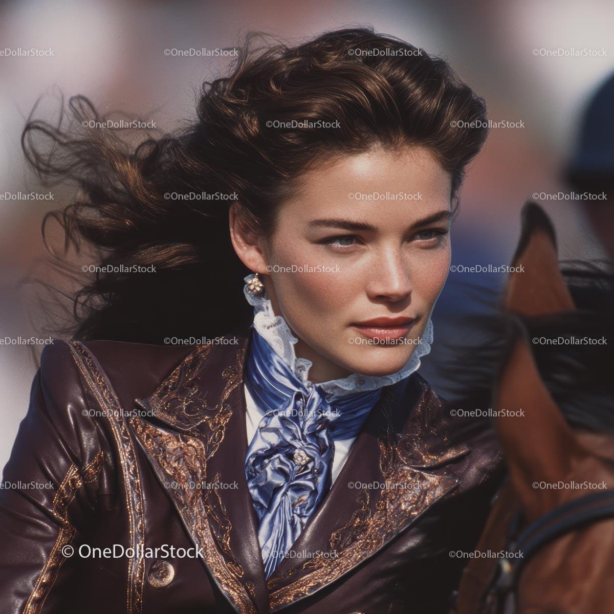 Elegant Woman in Equestrian Attire on Horseback