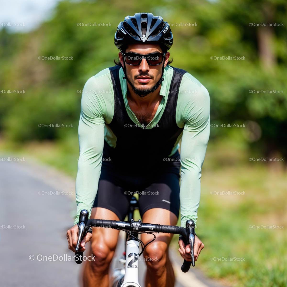 Athletic Cyclist Training on Rural Road