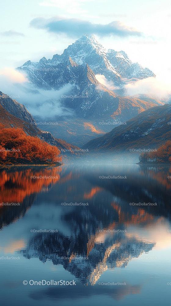 Snow-Capped Mountains Reflecting Over Serene Lake