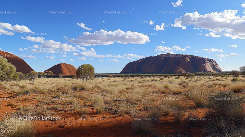 Majestic Uluru Against Vibrant Blue Sky in Australian Outback