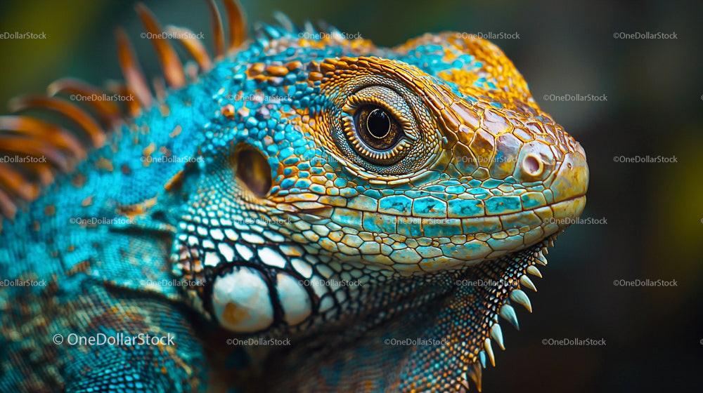Vibrant Iguana Close-Up with Striking Colors and Patterns
