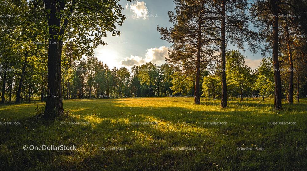 Sunlit Forested Meadow in the Golden Hour
