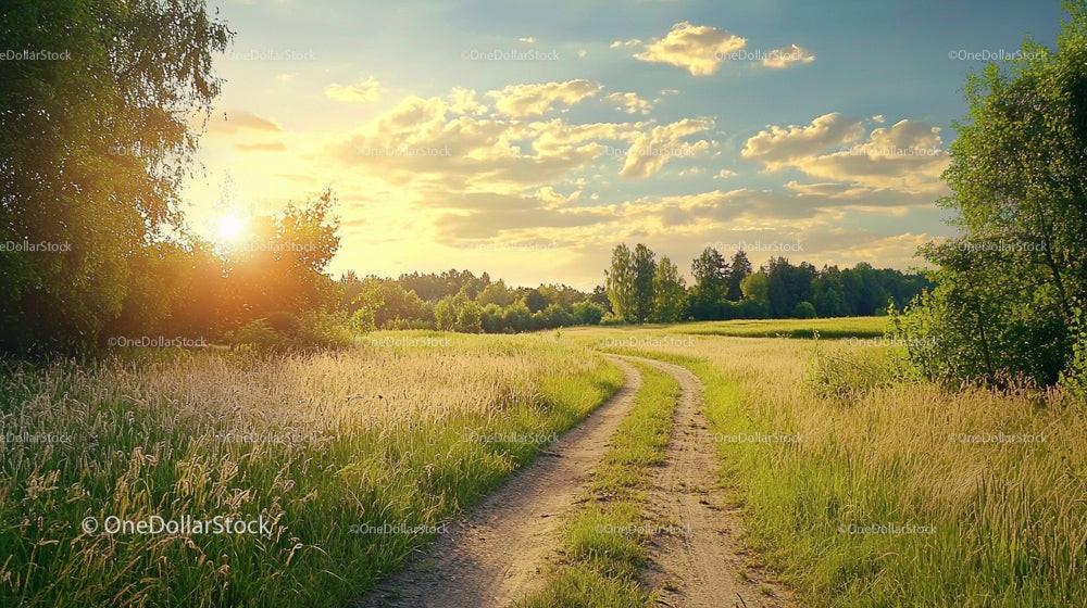 Picturesque Sunset Over a Rural Pathway