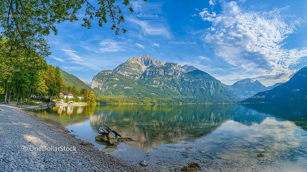 Tranquil Alpine Lake with Mountain Reflections