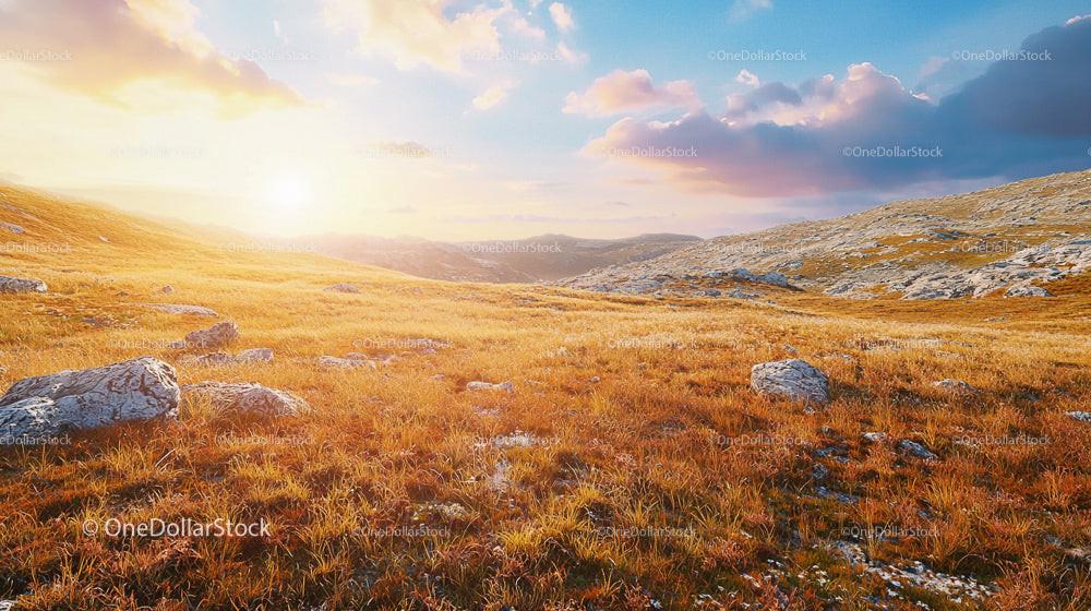 Golden Hour Over Rocky Terrain During Sunset