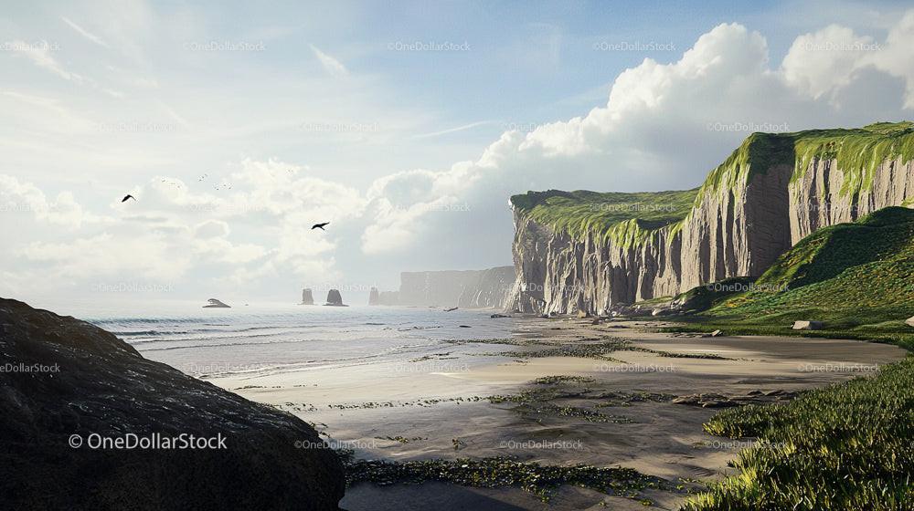 Stunning Coastal Cliffs and Tranquil Beach Landscape