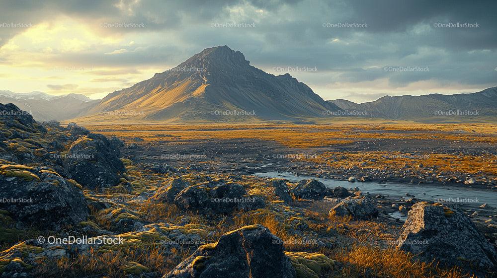 Golden Hour over Majestic Icelandic Mountain