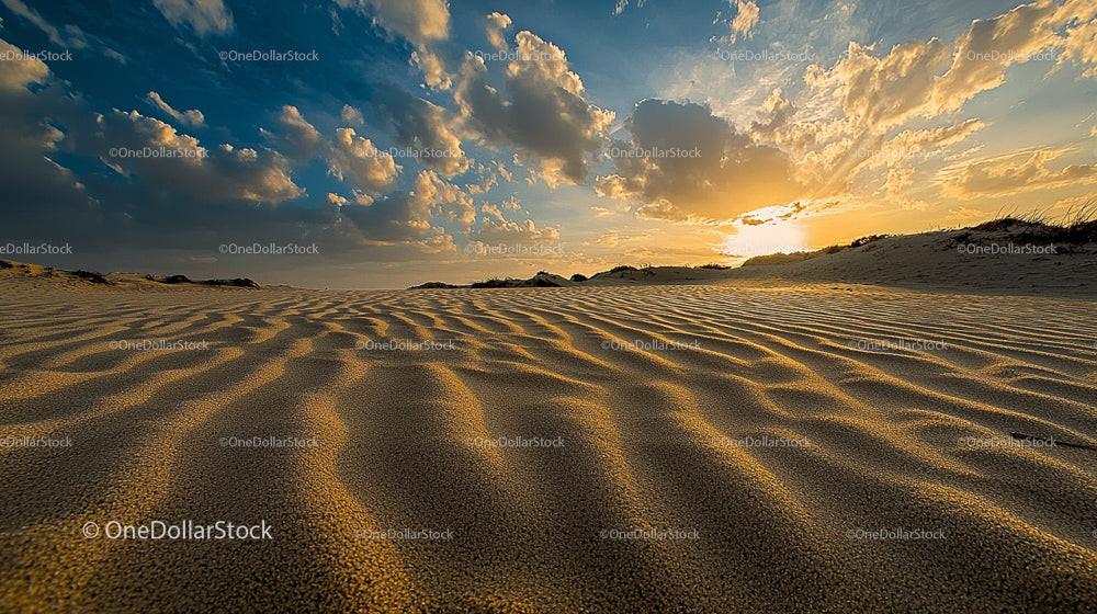 Majestic Sand Dunes at Sunset with a Dramatic Sky