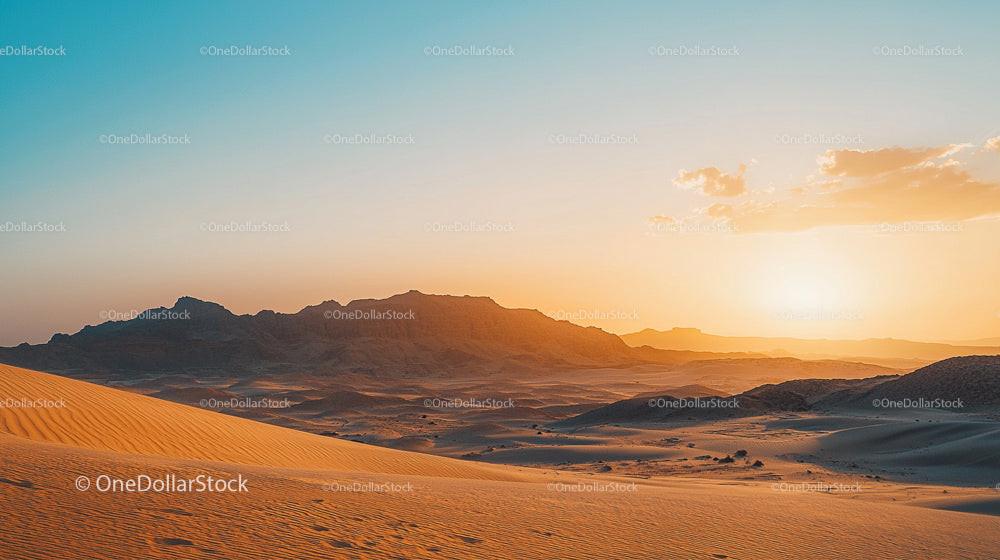 Majestic Desert Sunset Over Rolling Sand Dunes