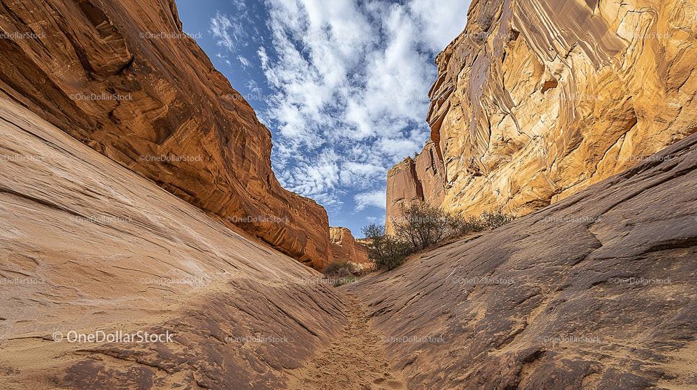 Sandstone Cliffs Under a Vibrant Blue Sky